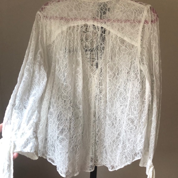 White FULL LACE Free People Blouse - Picture 5 of 5